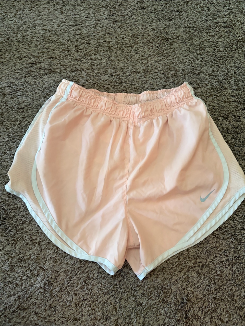 Nike Women's Light Pink Athletic Shorts with White Trim
